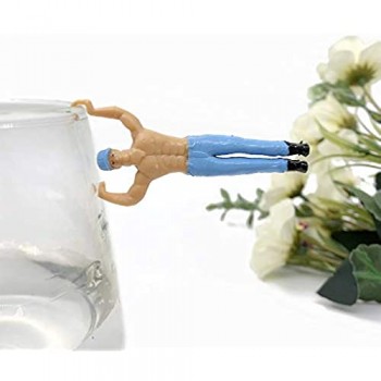 NUOBESTY 8Pcs Putitto Cup Toy Figurine da Collezione Bambola Bordo Bambola Si Blocca su Sottili Ciondoli Tag Bicchiere di Vino per Champagne Drink Marker