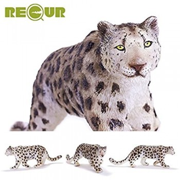 RECUR Leopardo delle Nevi Leopard Figura articolata Giocattoli per Bambini Leopardo delle Nevi Femminile Ideale per Collezionisti da 3 Anni
