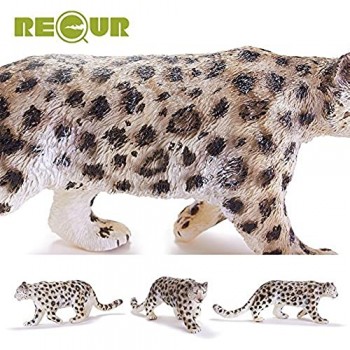 RECUR Leopardo delle Nevi Leopard Figura articolata Giocattoli per Bambini Leopardo delle Nevi Femminile Ideale per Collezionisti da 3 Anni
