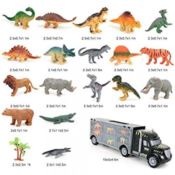 BeebeeRun Dinosauri Macchinine Giocattolo Giocattolo per Bambini 3 4 5 6 Anni Camion del Trasportatore con Dinosauri e Animali Giocattoli 23 PCS