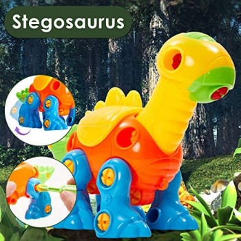 Buyger Dinosauri Giocattolo da Costruzione Assemblare Animali Giocattolo per Bambini DIY Dinosauro 2 in 1 Cacciaviti Gioco Bambini 3 4 5 Anni