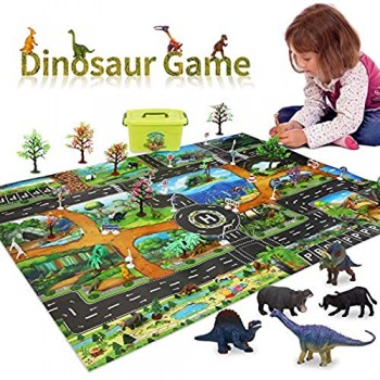 Colmanda Dinosauro Giocattolo Set 54 Pz Realistico Dinosauri Modello con Scatola Contenitore Dinosauro Jurassic Mondo Giocattoli per Bambini Toddler Education