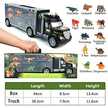 Dinosauri Macchinine Giocattolo per Bambini Camion del Trasportatore Giocattoli del Camion con 6 Mini Dinosauri e 6 Animali Giocattoli per Bambini 3 4 5 6 Anni