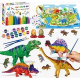 Felly Dinosauri Giocattolo per Bambini 47 PCS Pittura Dinosauro Kit con 3D Figure di Dinosauro e Tappetino da Gioco 24 Colori di Vernice Lavabile Creativo Giochi Regalo per Ragazzi 3 4 5 6 7 8 Anni