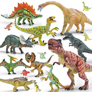 GizmoVine Dinosauri Giocattoli 20 Pezzi Dinosauro Mobile da 13-23 CM Compreso Tyrannosaurus Rex Triceratopo Giochi Neonati Giocattoli Educativi per la Regalo di Compleanno per Ragazzi Bambini