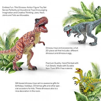 GizmoVine Dinosauri Giocattoli 20 Pezzi Dinosauro Mobile da 13-23 CM Compreso Tyrannosaurus Rex Triceratopo Giochi Neonati Giocattoli Educativi per la Regalo di Compleanno per Ragazzi Bambini