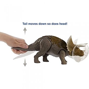 Jurassic World- Colpisci e Ruggisci Dinosauro Attacco Sonoro Triceratopo Giocattolo per Bambini 4+ Anni Multicolore GJN65
