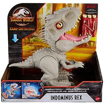Jurassic World- Indominus Rex Dinosauro Interattivo con Riflesso per Mordere Luci e Suoni Giocattolo per Bambini 4+Anni GMT90