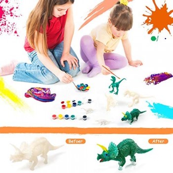 Kit di Pittura Dinosauro per Bambino Comius Sharp 47 Pezzi Dinosauri Fai-da-Te Pittura 3D Giocattoli Artigianali per Ragazzi Ragazze Pittura di Dinosauro per Bambini DIY Lavoretti Creativi
