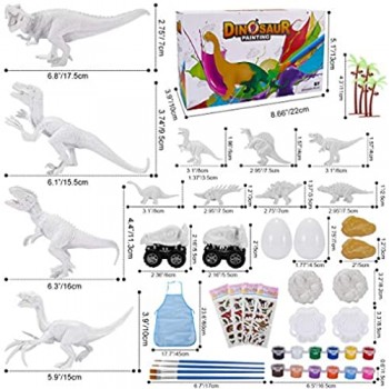 Magicfun Kit Pittura Dinosauro per Bambini 36 Pezzi Figurine Giocattoli di Dinosauro Fai-da-Te Creativo Non Tossici con T-Rex Triceratops Gioco e Regalo per Ragazzi Ragazze 3 ai 12 Anni