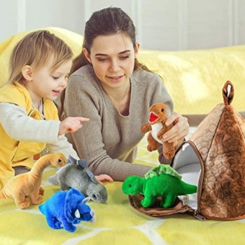 Prextex Casa Vulcano Dinosauri con 5 Dinosaui Pelouche Pttimo Regalo di Natale per Bambini
