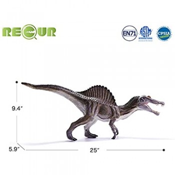 RECUR Spinosaurus Toys 25\'\' Jurassic Toys Giocattolo di Dinosauro in plastica Dipinta a Mano Figurine Jurassic Dinosaur Figures con Denti per Collezionisti Regalo di Natale e Bambini dai 3 Anni in su