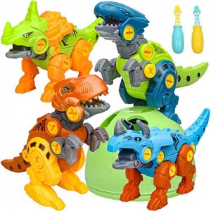 Sanlebi 4 Pezzi Dinosauri Giocattolo Assemblare Costruzioni Bambini Giocattoli Animali Giochi Regalo per Bambini