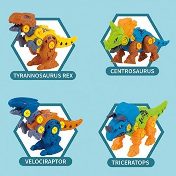 Simpbuy 4PCS Bambini Assemblato DinosaurToys con Cacciaviti Fai da Te Blocchi di Costruzione Set Ingegneria Stelo Play Kit 3 4 5 6 7 Anni dei Ragazzi delle Ragazze dei Capretti Regalo