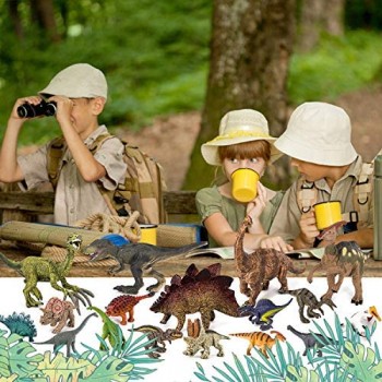 Tagitary Set di 17 dinosauri realistici personaggi di dinosauri per feste di compleanno per bambini