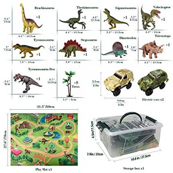 Wenosda Dinosauro Giocattolo con Tappetino da Gioco Dino Playset Dragon con Tappetino e tappetini educativi per Auto per Bambini