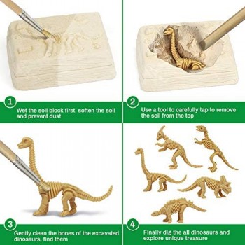 Zwini Dinosaur Dig Kit 5 in 1 fossili di Dinosauro Perforazione e scavo Kit Archeologia biologia Istruzione Giocattolo educativo Scienza