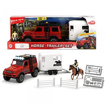 Dickie Playlife Set Trasporto Cavalli con Mercedes AMG 500 4x4² e trailer per cavalli personaggio articolato cavallo accessori