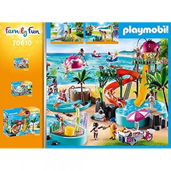 PLAYMOBIL Family Fun 70610 - Piscina con Giochi d\'Acqua per Giocare con l\'Acqua dai 4 Anni