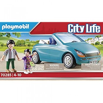 Playmobil- papà e Bimba con Cabrio Set di Figurine Multicolore 70285