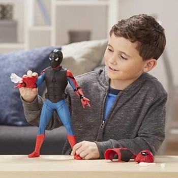 Spider-Man Marvel Far from Home Deluxe 13-inch-Scale Web Gear Action Figure with Sound FX Suit Upgrades And Web Blaster Accessory