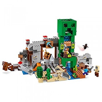 LEGO Minecraft La Miniera del Creeper Set da Costruzione con Minifigura di Steve il Fabbro uno Zombie Secco  Creeper e Animali più gli Elementi TNT 21155