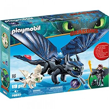 Playmobil 70037 Hiccup & Sdentato con Baby Dragon & 70038 Furia Chiara con Baby Dragon E Bambini