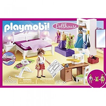 PLAYMOBIL Dollhouse 70208 - Camera da letto con angolo per cucito Con effetti luminosi Dai 4 anni