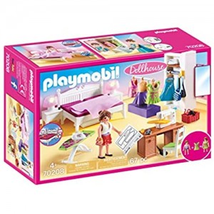 PLAYMOBIL Dollhouse 70208 - Camera da letto con angolo per cucito Con effetti luminosi Dai 4 anni