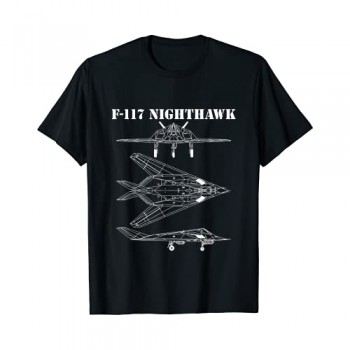 F-117 Aereo Stealth Nighthawk Schematic Jet militare F117 Maglietta