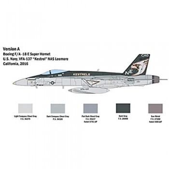 Italeri-2791 F/A-18 E Super Hornet Scala 1:48 modellismo Model Kit Aerei Modello in Plastica da Assemblare e Pitturare Colore Grigio IT2791