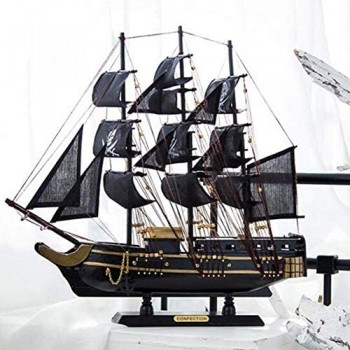 JHSHENGSHI Kit di modellismo per Barche a Vela per Navi Decorazione da scrivania per la casa Fatta a Mano 46x45cm Nero