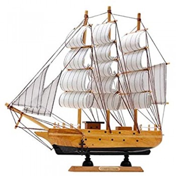 MYRCLMY Artigianato Barca A Vela Figurina Ornamento Vintage Simulazione Simulazione Sailboat Model Ship Home Office Desktop Decorazione Decor Regalo 33Cm Decorazione di Navigazione Panno Boat