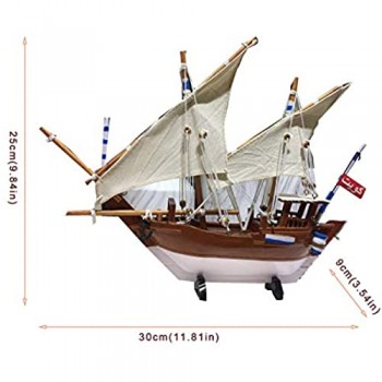 MYRCLMY Modello Simulazione Barca in Legno Stile Mediterraneo Creativo Arredamento per La Casa Smooth Sailing Solid Wood Decoration Regalo per Bambini 30cm