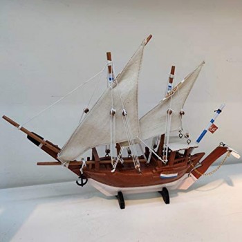 MYRCLMY Modello Simulazione Barca in Legno Stile Mediterraneo Creativo Arredamento per La Casa Smooth Sailing Solid Wood Decoration Regalo per Bambini 30cm