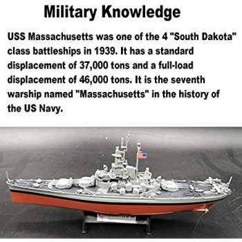 WZRY Modello Militare 1: 1000 Nave da Guerra USS Massachusetts Modello Militare di Nave da Guerra della Marina in Edizione Limitata per Collezione commemorativa e Regali 8 Pollici × 1 6 Pollici