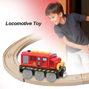 HJUI Locomotiva ferroviaria Trenino Elettrico con Binario in Legno rotaia Magnetica per Bambini Bambine e Bambini