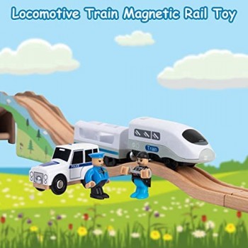 Locomotiva magnetica a batteria compatibile con binari in leg-no set di treni in leg-no Treni motorizzati trenino e binari in leg-no - Set di trenini per bambini