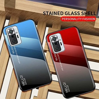 Nadoli Custodia per Xiaomi Redmi Note 10 4G Specchio Effetto Detto Modello Gradiente Giallo Vetro Temperato 9H con Morbido Silicone Telaio Difficile Rigida Cover