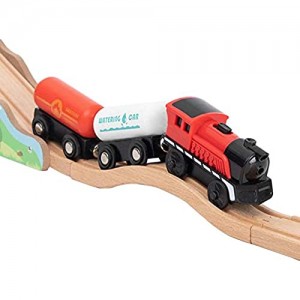 Treno locomotiva con azione di connessione magnetica set di motori a batteria Giocattolo Set di treni in legno colorato Set di treni per bambini piccoli (non contiene binari in legno)