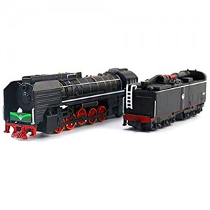 Treno Modello del Giocattolo Modello dell'automobile 1:87 Scala Vintage Doppio Sezione Steam Train Classica automezzi (13.39Inch * * 2.17Inch 2.76Inch) Eternal (Color : Black)