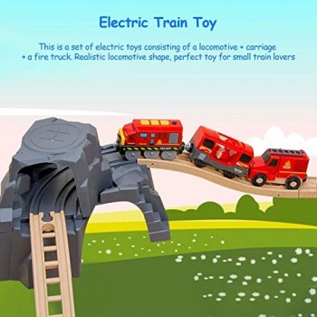 winneruby Giocattolo del Treno Elettrico per i Bambini Locomotiva ferroviaria alimentata a Batteria Camion dei Pompieri del Giocattolo del Treno magneticamente Elettrico per i Regali di Compleanno