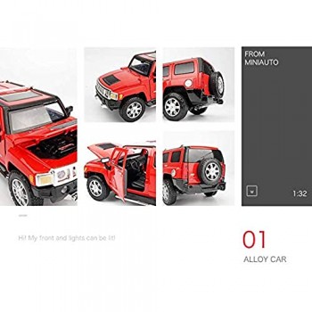 Yppss Red Model Car Scala 1:24 Hummer H3 del Metallo della Lega automezzi (7.77Inch * 3.15inch * 2.95Inch) Eternal