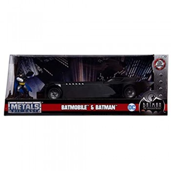 Jada Toys 30916BK - Modello BATMOBILE dalla Serie Animata 20cm con Figura BATMAN 1/24 DIE CAST DC Comics JADAToys