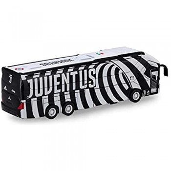 Mondo Motors - Pullman Juventus F.C. modellino giocattolo - Bus con retrocarica frizione pull back - Colore Bianco Nero - 51212