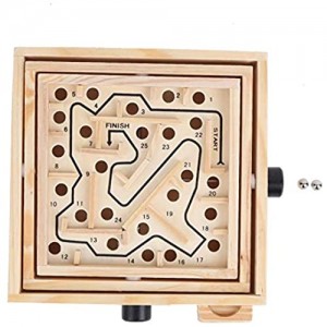 Fendysey Labirinto in Legno Giocattolo del Labirinto Giochi da Tavolo interattivi Giocattolo del Labirinto a Mano Gioco da Tavolo del Labirinto Giocattolo del Labirinto(ohye-Hand Maze Trumpet)