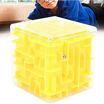 Giocattolo Classico Labirinto Cubico 3D Gioco Puzzle Labirinto Tridimensionale Pensiero Logico Gioco Educazione Precoce Giocattolo Cognitivo Regalo per 3 4 5 6 7 8 + Anni Bambini Giallo
