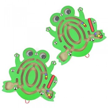 Magnetica Maze Mini Recinto per animali di guida di legno Bead Maze giocattolo educativo magnete Labirinto per i bambini-rana