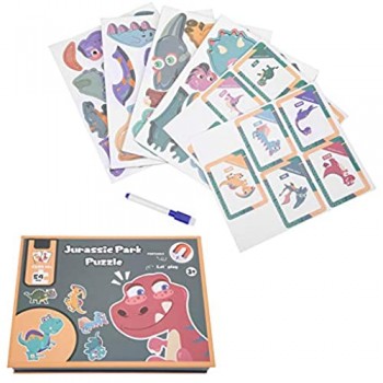 Okuyonic Giocattolo Puzzle di Carta Facile da trasportare Il miglior Regalo per Bambini Sicuro per i Bambini Durante l\'infanzia per l\'esercizio della coordinazione Occhio-Mano di età((Dinosaur))