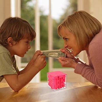 ThinkMax Money Maze Put Cash Inside Puzzle Storage Box Grande Regalo per Bambini e Ragazzi (Rosa)